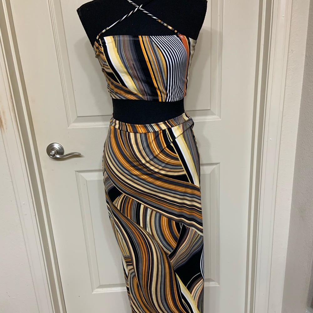 Orange and black two piece set